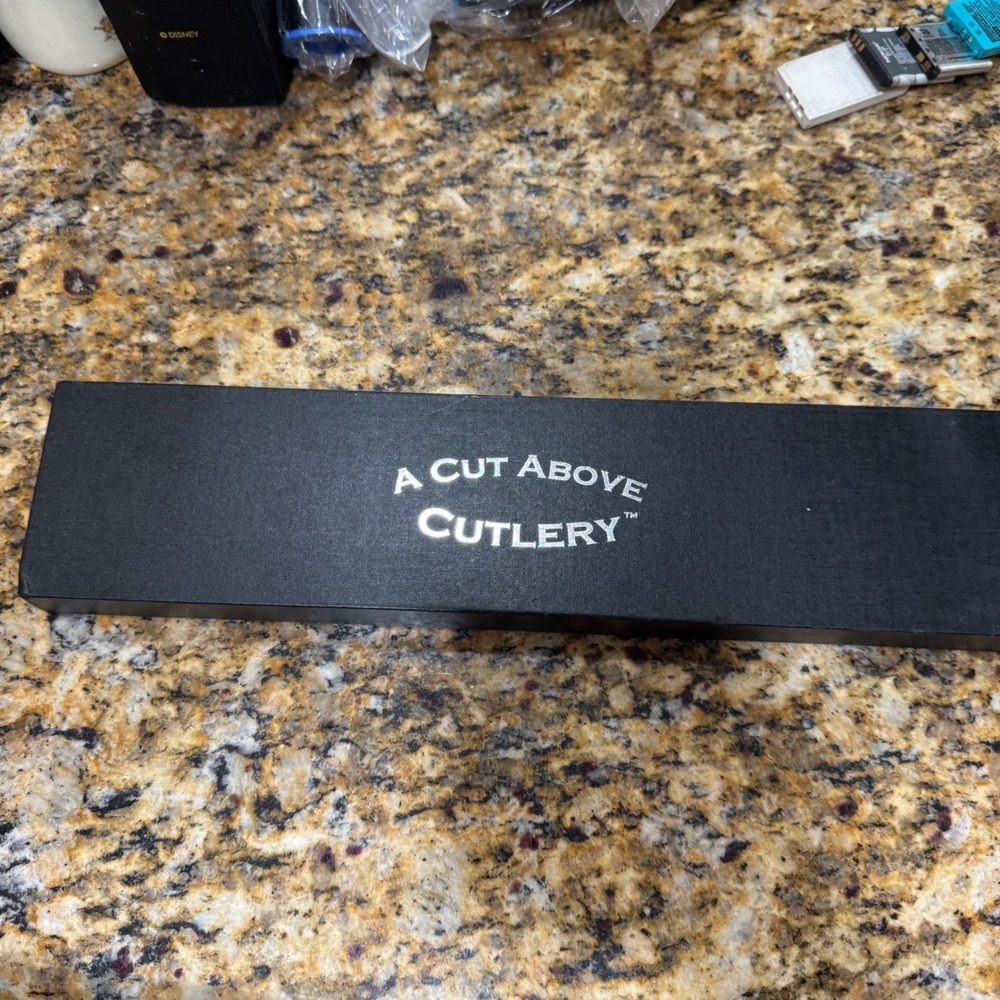 A Cut Above Cutlery Carving Set Stainless Steel Knife and Fork Black Handles Box